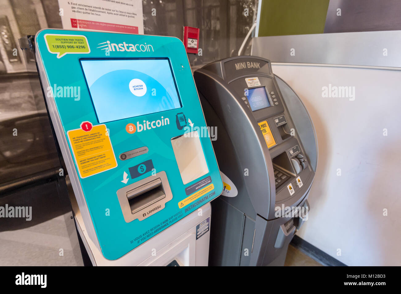 Bitcoin Atm !   Machine Instacoin In Montreal Canada Stock Photo - 